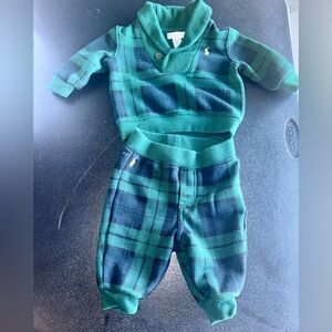 Polo Ralph Lauren green plaid sweater set